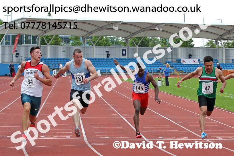 Mens  senior 100 metres, Northern Senior and Under-20s Track and Field Champs., Manchester. Photo: David T. Hewitson/Sports for All Pics